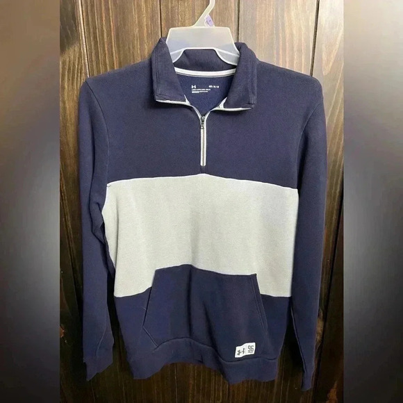 Under Armour UA Playback Fleece 1/4 Zip Navy/Gray Size:Medium - Picture 9 of 15